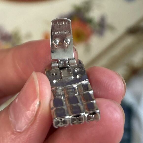 Bluette -Shoe Accessory Clips- 60s- rhinestones- silver- feminine rectangular - Picture 8 of 8
